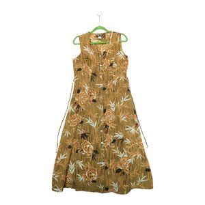 ROLLING OVER Sleeveless FLORAL Print‎ Dress Brown Women's Size Large